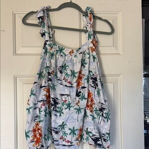 Old Navy Tropical Print Women's Blouse - White and Green